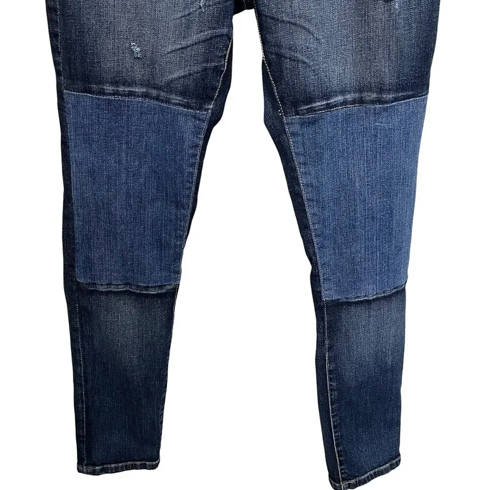Blanknyc | Dark Wash Skinny Patchwork Jeans Distressed Size 27 Sundance